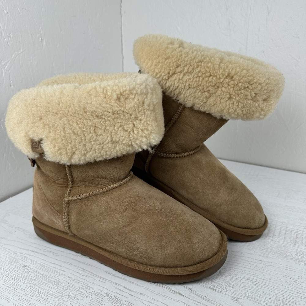 Emu Australia Alba Women's Size 9 Sheepskin Fold Over Boots Tan